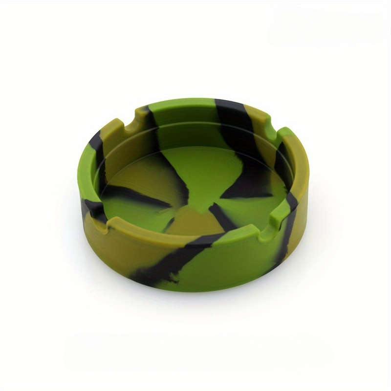 1pc Glow-in-the-Dark Tie-Dye Silicone Ashtray Durable Heat-Resistant Easy to Clean Black with