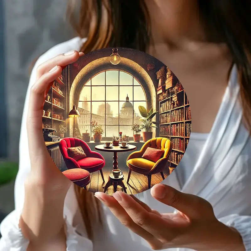 1pc Round Aluminum Sign Wall Art Vintage Cozy Coffee Corner Decor Ideal for Home Cafe Kitchen Club B