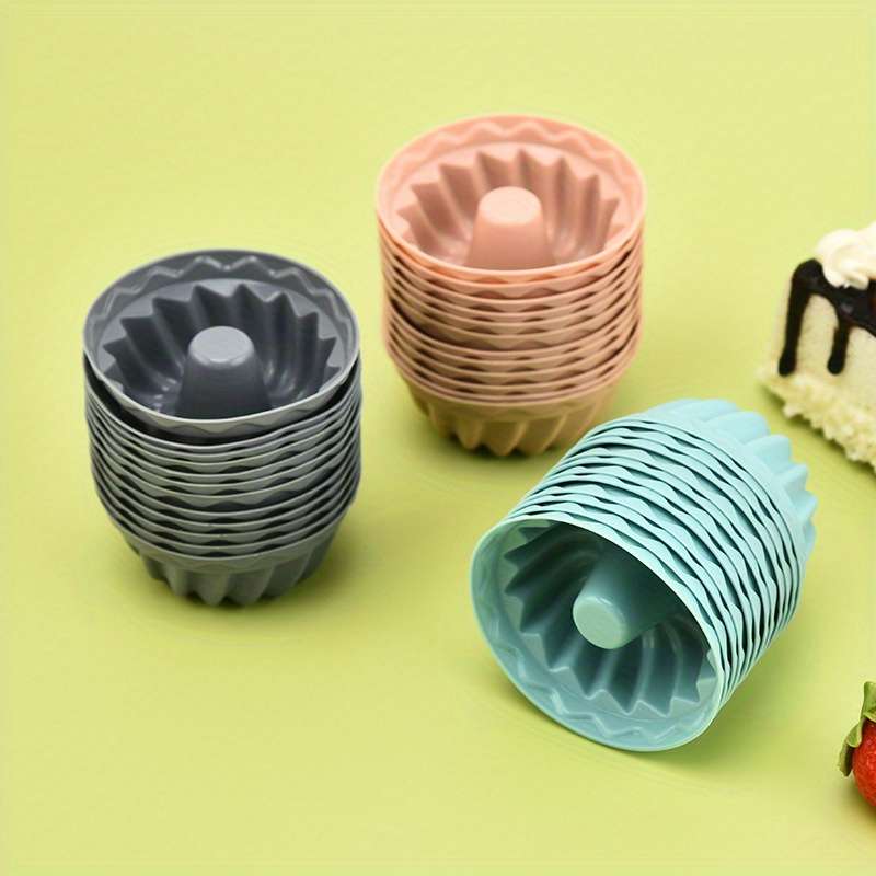 Non-Stick Silicone Molds 12pcs Non-Stick Silicone Mini Bundt Cake Molds Easy Clean Baking T