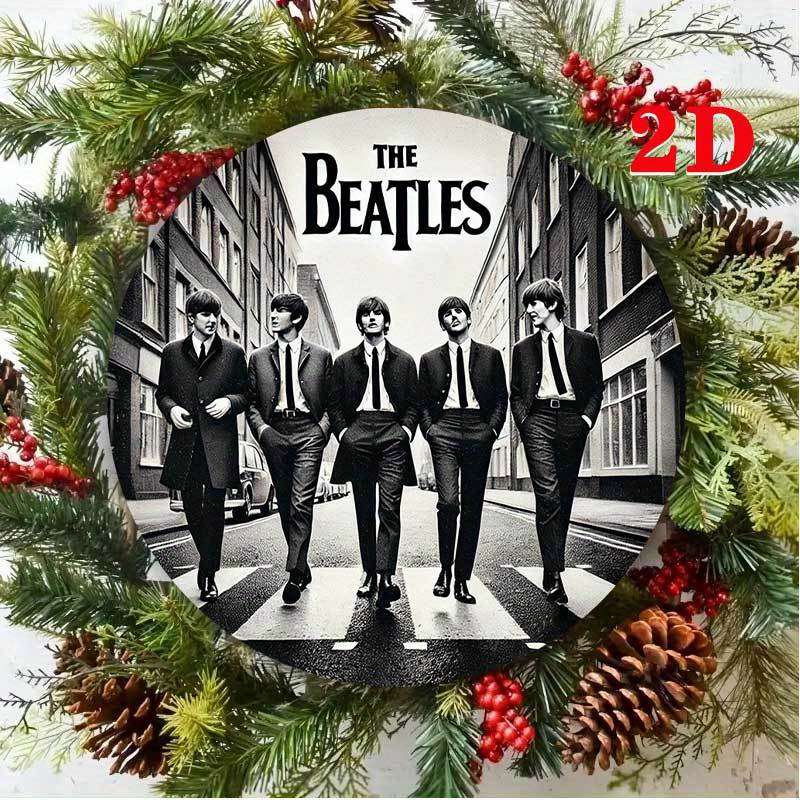 1pc 2D Flat Beatles 2D Round Wall Sign Iconic Abbey Road Crossing Art Aluminum Home or Outdoor