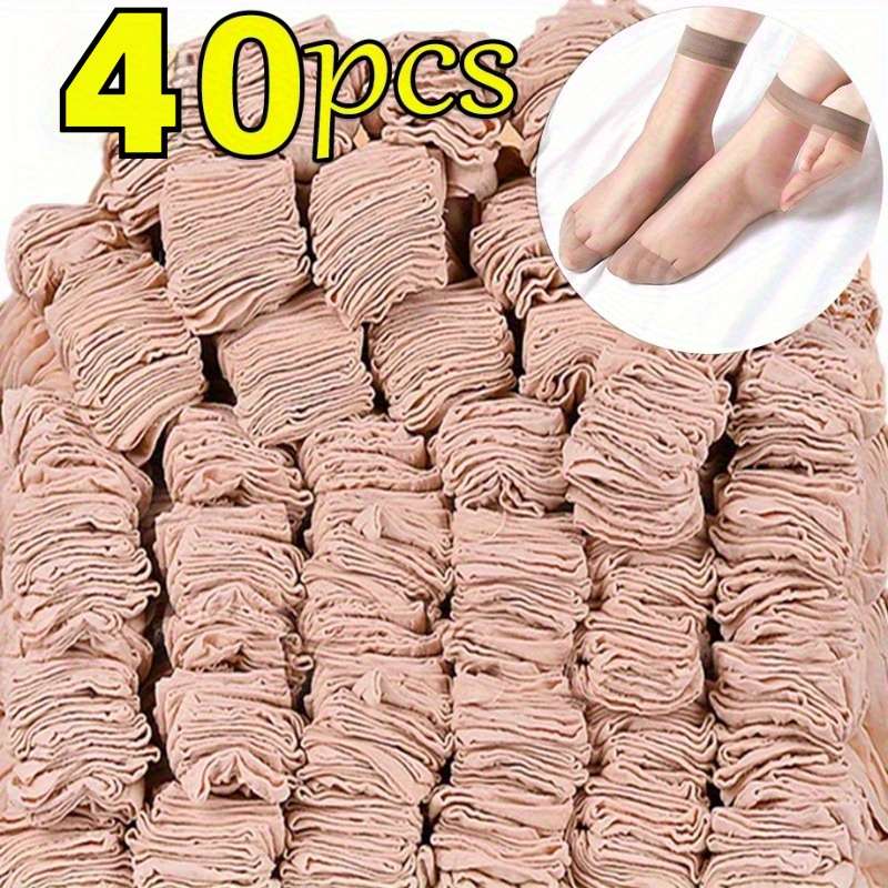 20 Pairs Light Beige One Size High Elastic Socks