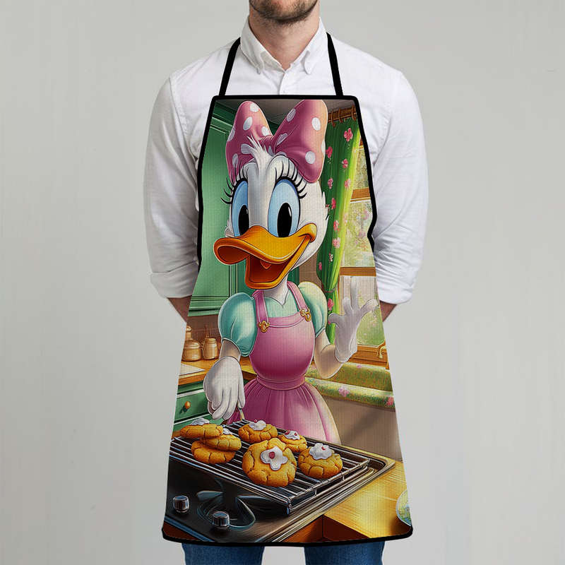 1pc Daisy Duck Authorized A Pattern Printing a Chef Design Apron Durable OilProof Kitchen