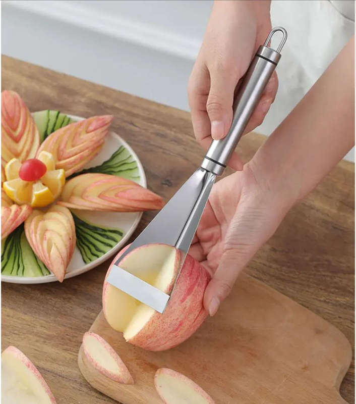 1pc Creative Stainless Steel Fruit Carving Knife Intricate Flower Design Slicing Peeling Tool