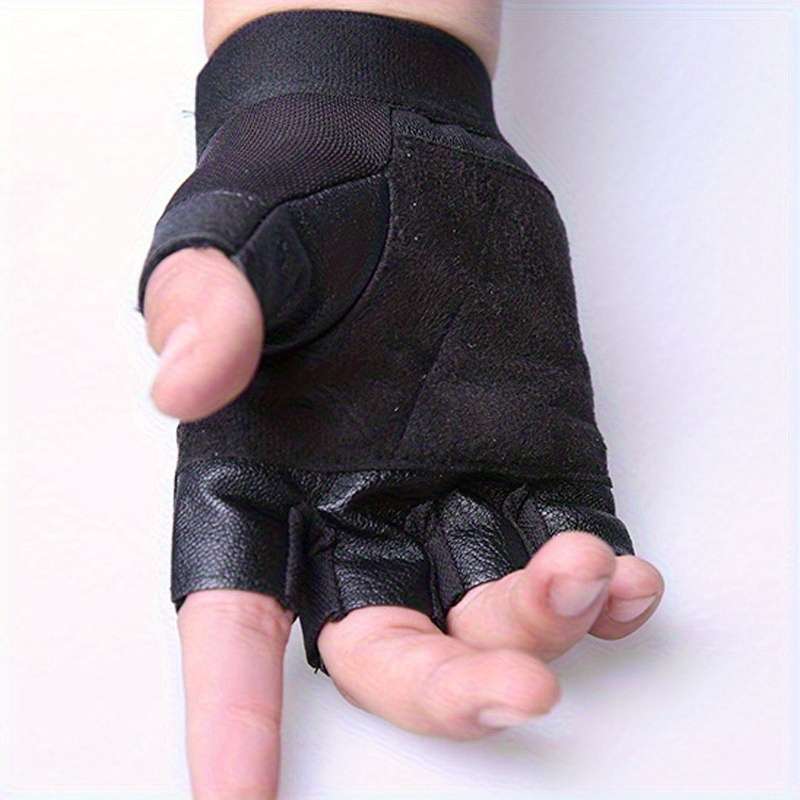 1 Pair Black PU One Size Outdoor Sports Gloves