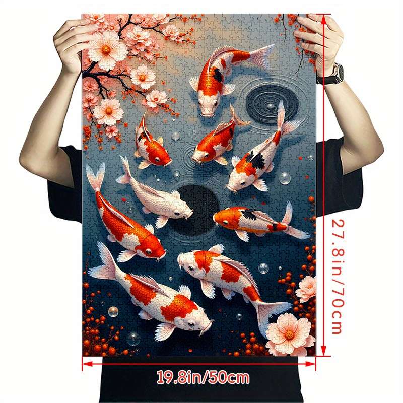 1000pcs Koi Fish Jigsaw Puzzle Scratch Water Resistant Advanced DIY Brain Teaser