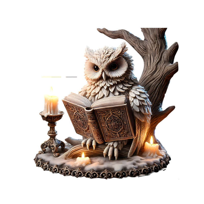 1pc 2D Flat  Retro Crystal Owl Reading Sculpture-  Acrylic Desktop Decoration Whimsical Animal T