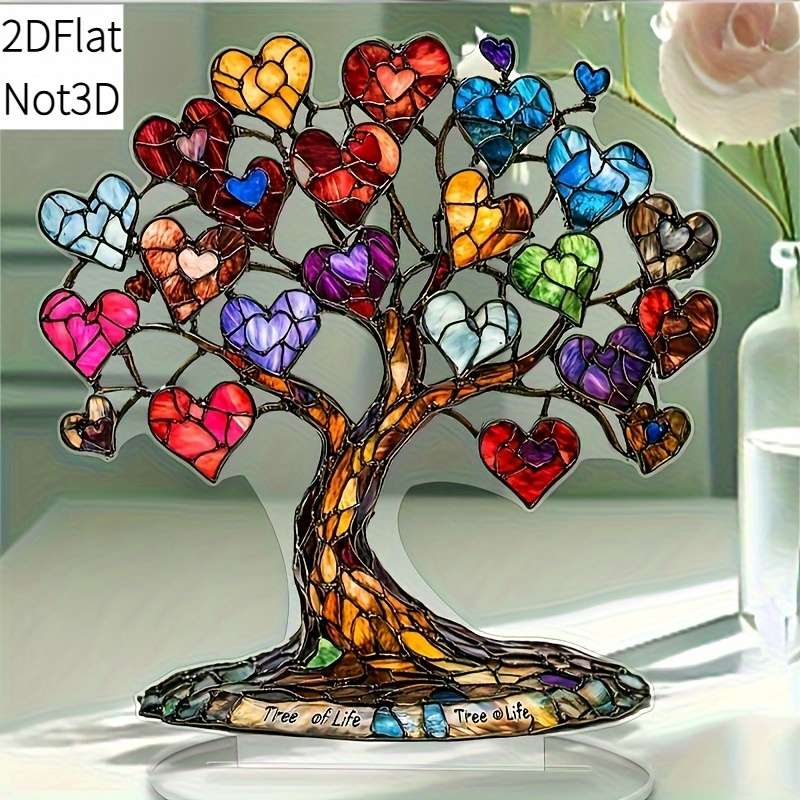 1pc 2D Flat  Acrylic Tree of Life Heart Fruit Desk Decor Vibrant  Plastic Bohemian Style Perfe