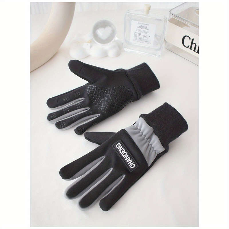 1 Pair Gray Recommended For Ages 7 To 15 Years Old Warm Gloves