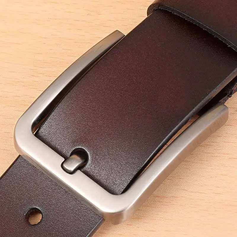 Men's Cowhide Belt, Men's Buttoned Leather Belt