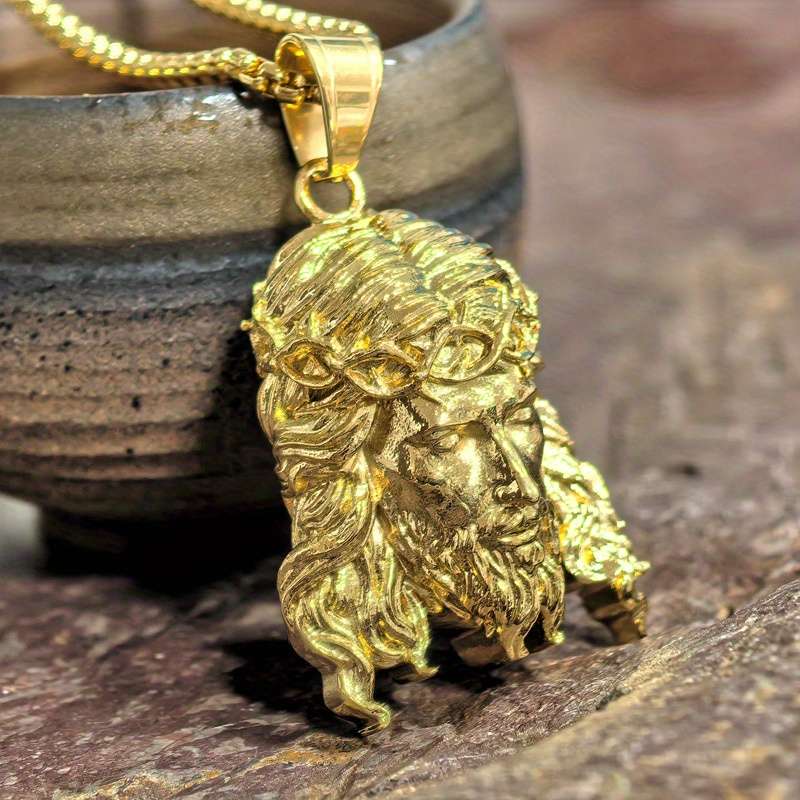 1 Piece Golden Jesus Theme Pendant