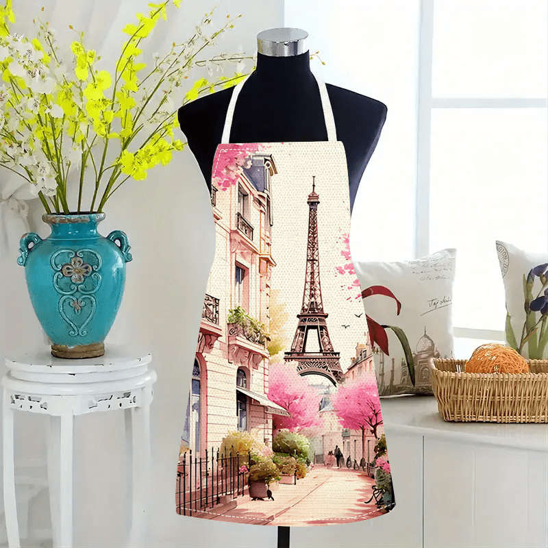 1pc of a Densely Woven Large Apron for Valentine's Day Decoration Featuring The Eiffel Tower An