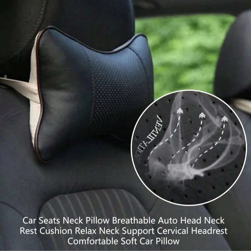 1pc Car Seat Headrest with Breathable Mesh Auto Safety Head and Neck Rest Relax Pillow Cushion Auto