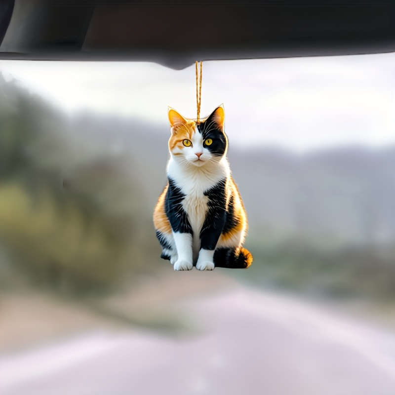 1pc 2D Flat   Double-Sided Car Bag Accessories Spiritual Kitten Decoration Suitable for