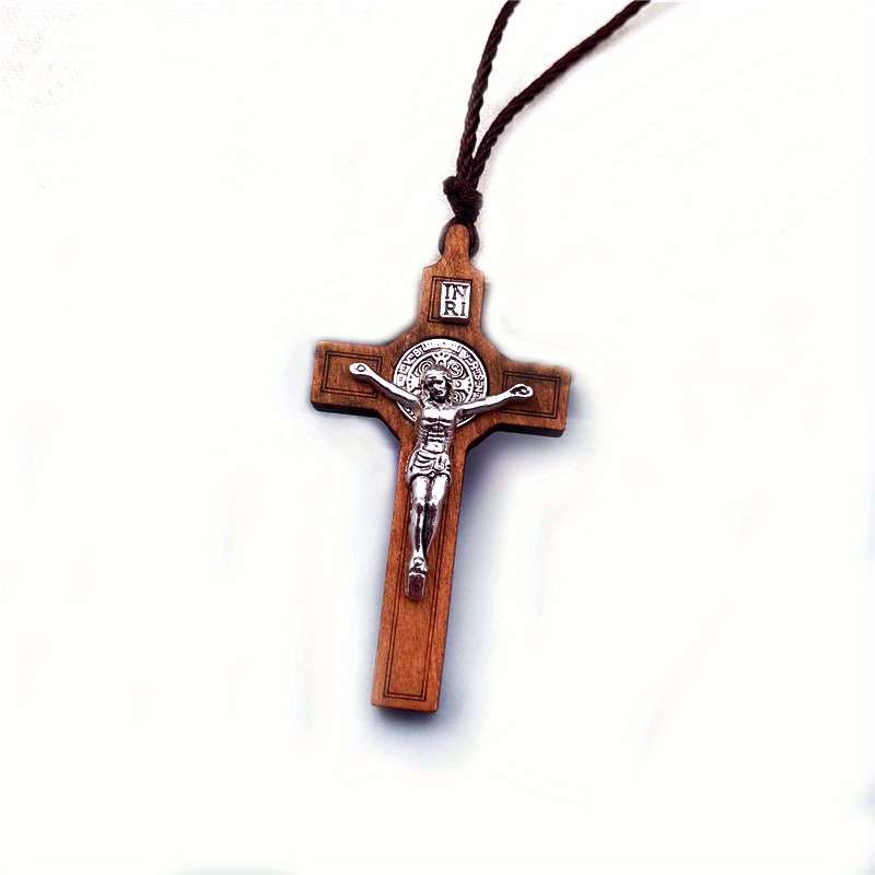 1 Piece Walnut Jesus Theme Pendant