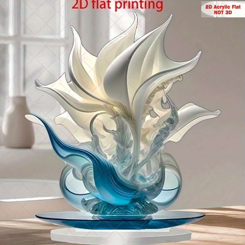 1pc 2D Flat  Elegant Bohemian Acrylic Lily Vase  Print Vibrant Floral Design Desktop Deco