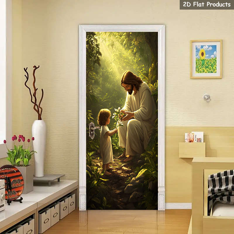 1pc 95.0x209.8cm Jesus Christian Themed Stickers