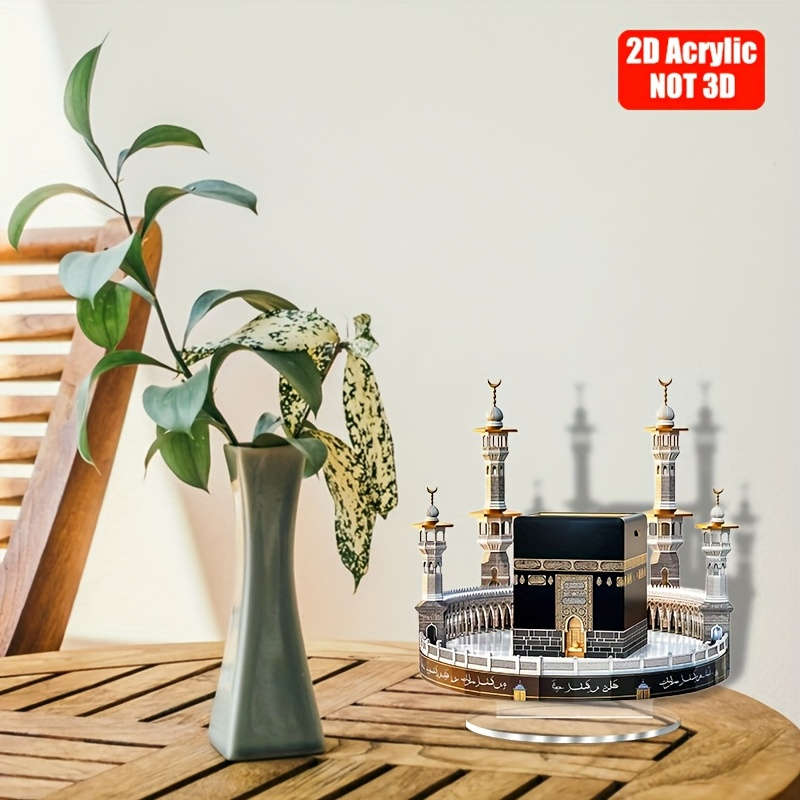 1pc 2D Flat    Acrylic Mosque Model with Stand Detailed Islamic Architecture Desktop Display