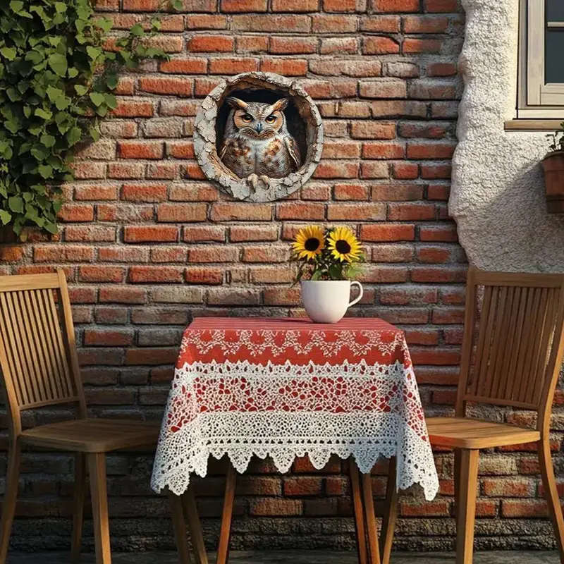 1pc Charming 20.32cm Vintage Owl Wall Art Decor Rustic 3D Embossed Aluminum Easy-to-Hang with Pre-Dr