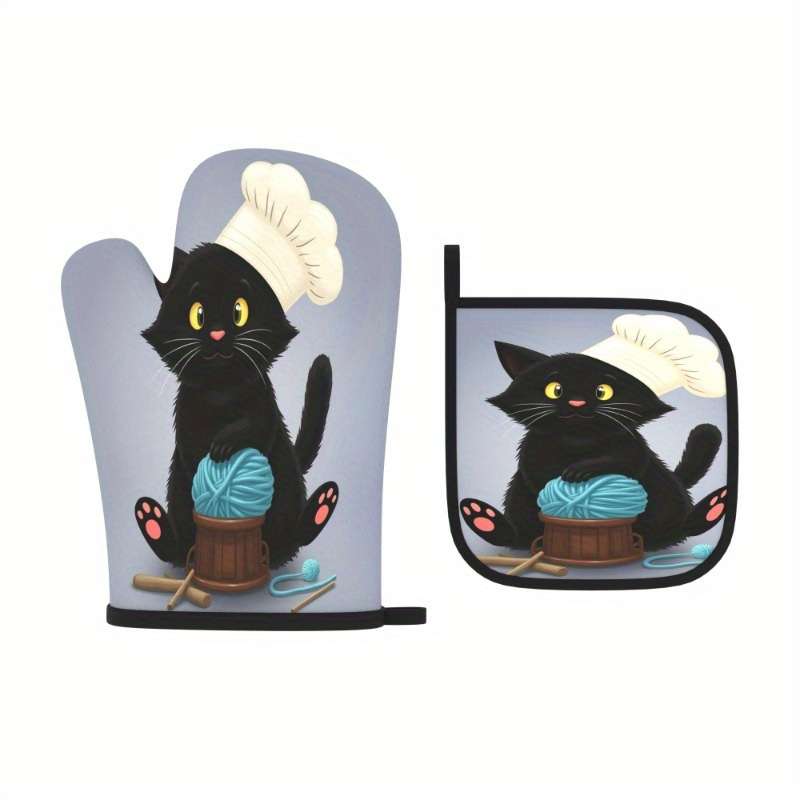 2pcs 26.92x17.02 cm Heat Resistant Oven Mitts And Potholders