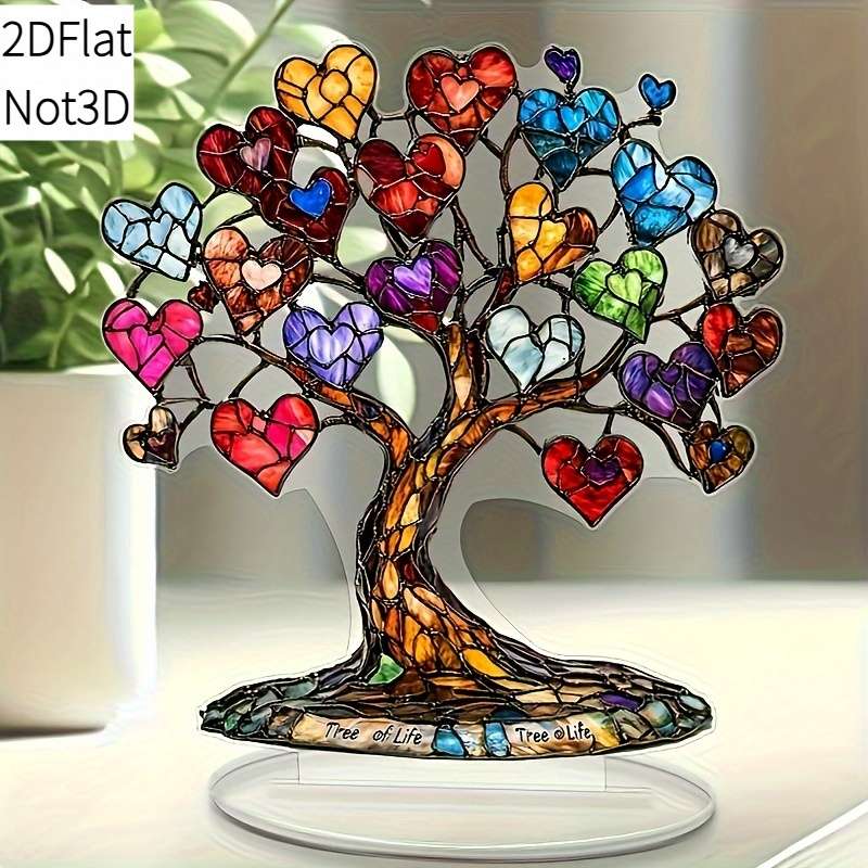 1pc 2D Flat  Acrylic Tree of Life Heart Fruit Desk Decor Vibrant  Plastic Bohemian Style Perfe