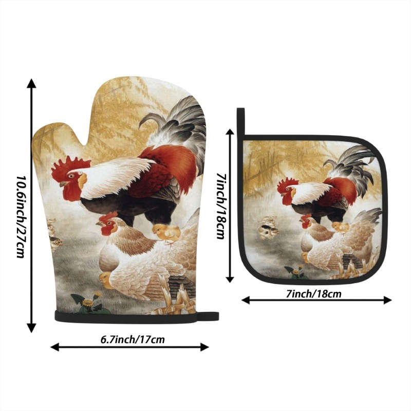 2pcs 26.92x17.02 cm Heat Resistant Oven Mitts And Potholders