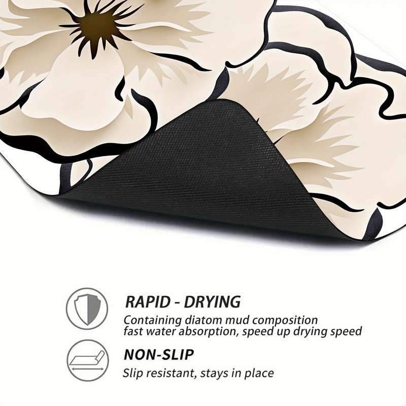 1Pc 40x60cm White Camellia Floor Mat