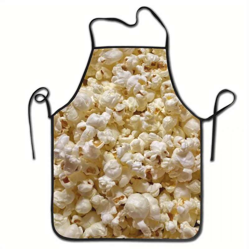 1pc Unisex Popcorn-Themed Apron "I'm a Popcorn Snack" Design Adjustable Strap Polyester Id