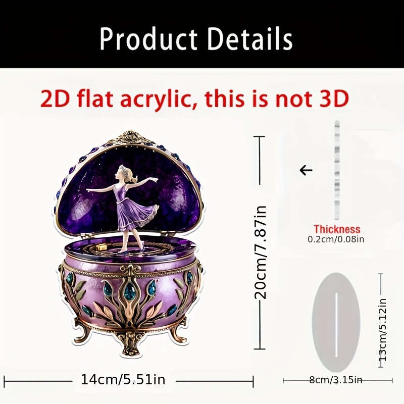 1pc 2D Flat    Acrylic Music Box Decorative Ornament with Charming Dancing Elf Design Re
