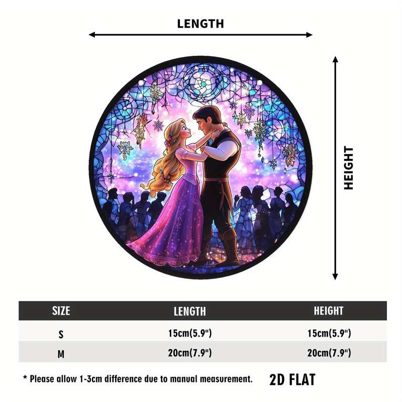 1pc 2D Flat   Disney Princess Rapunzel and Flynn Rider Dancing in Crowd Acrylic Sign Cartoon Char