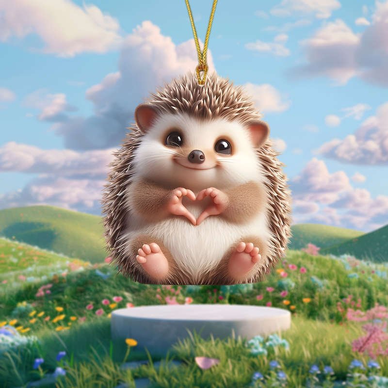 1pcs 2D Flat Acrylic Hedgehog Crystal Pendant