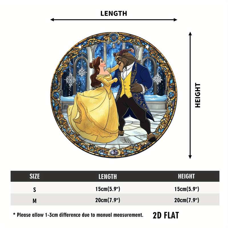 1pc 2D Flat   Disney Beauty and the Beast  Acrylic Wall Art Sign Belle Beast Dance Scene