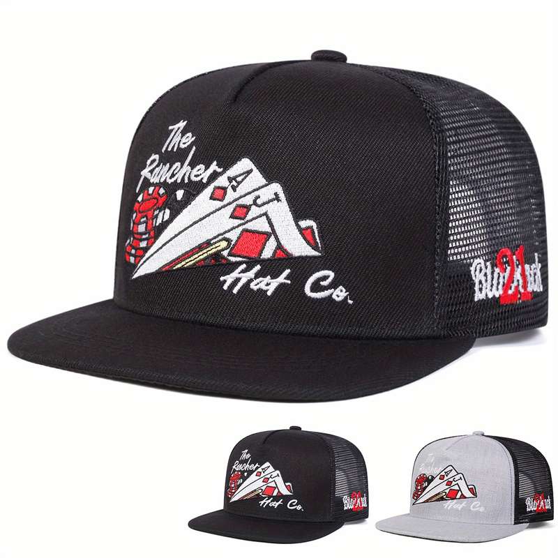 1pc Men'S Hip Hop Poker Card Baseball Cap Adjustable Mesh Snapback Hat Casual Sports Style 100%