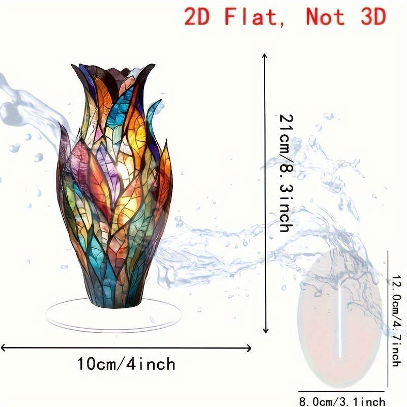 1pc 2D Flat  Elegant Multi-Color Acrylic Vase  Decorative Art Style Versatile Flower Design S