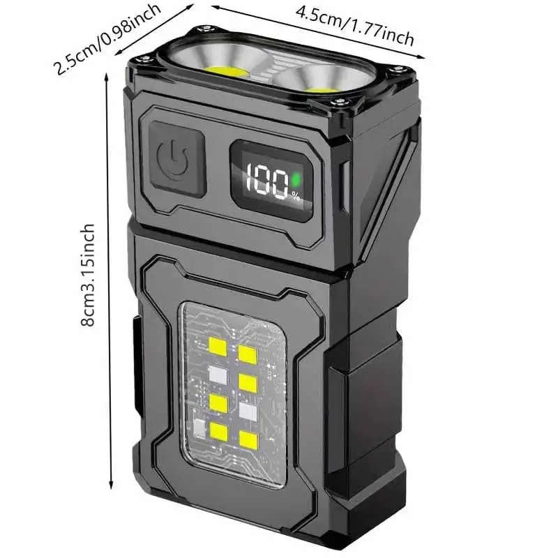 1pc Ultra Bright Mini LED Flashlight Rechargeable COB Work Light with Rotatable Head Metal Clip
