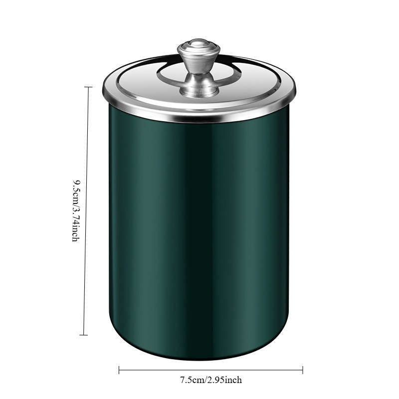 1pc Stainless Steel Home Living Room With Cover Ashtray Hotel Anti-fly Ash Drop-proof And Windproo