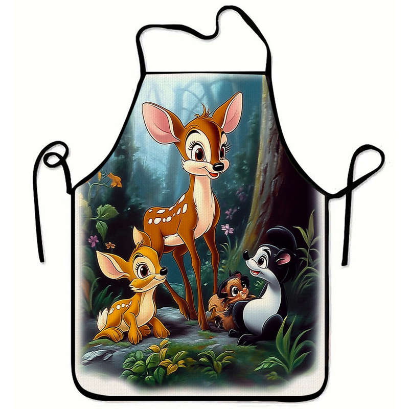 1pc Bambi Authorized Pattern Printing Polyester ApronSleeveless Durable Kitchen Cleaning