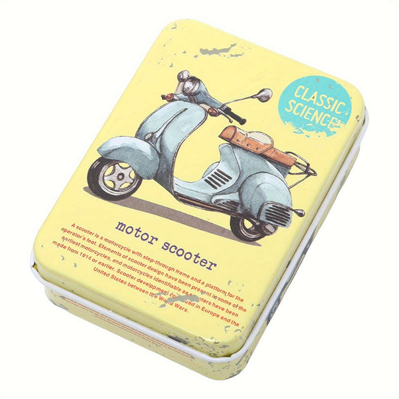 1pc Rectangular Iron Box Cartoon Mini Card Holder Hairpin Jewelry Storage Retro Design Bohemian