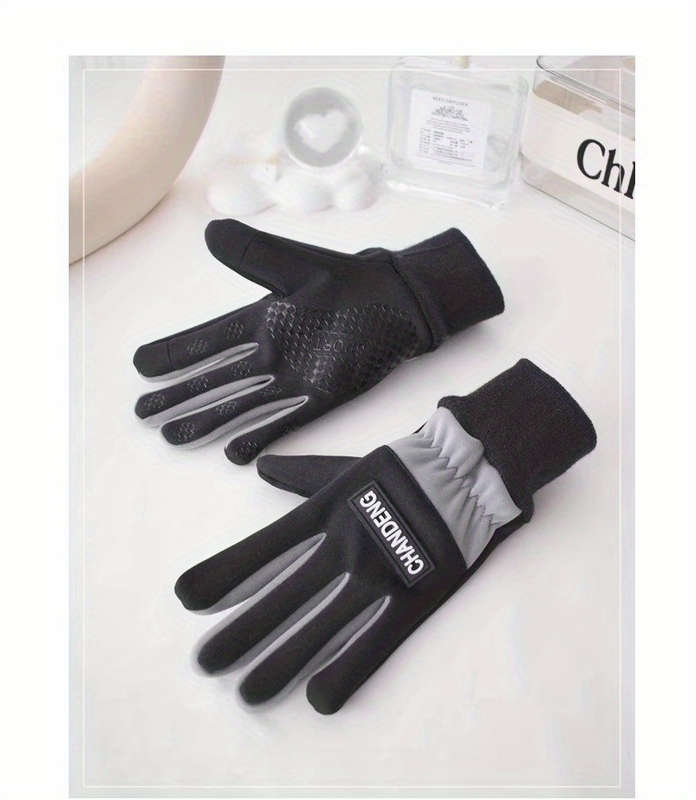 1 Pair Gray Recommended For Ages 7 To 15 Years Old Warm Gloves