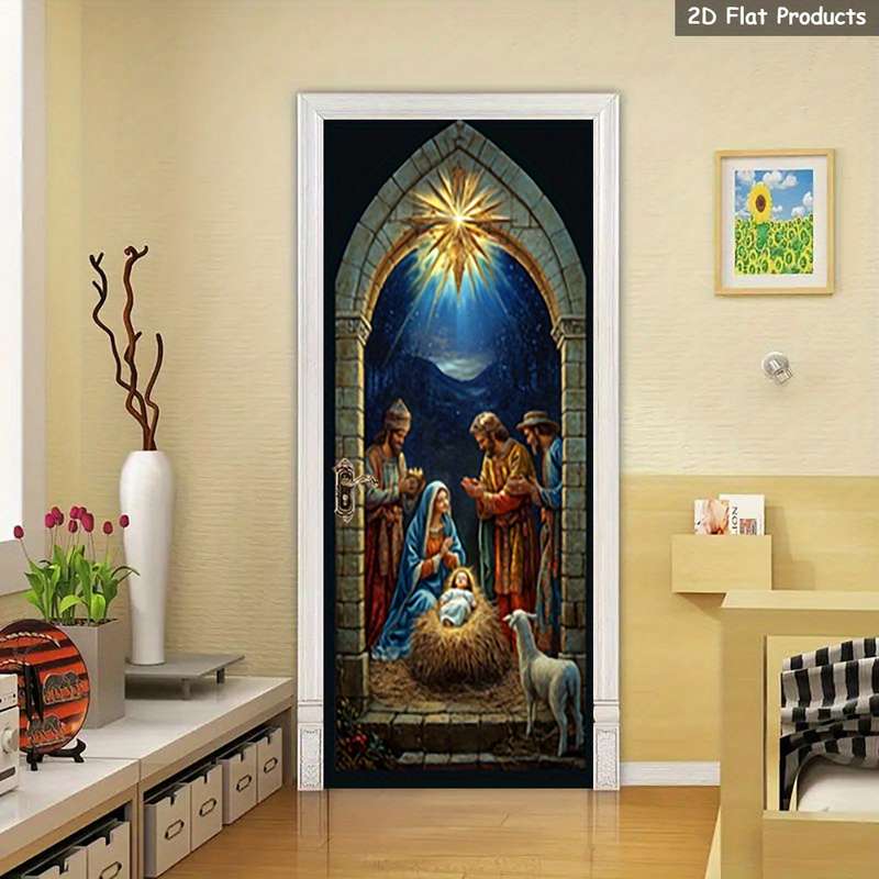 1pc 95.0x209.8cm Jesus Christian Themed Stickers