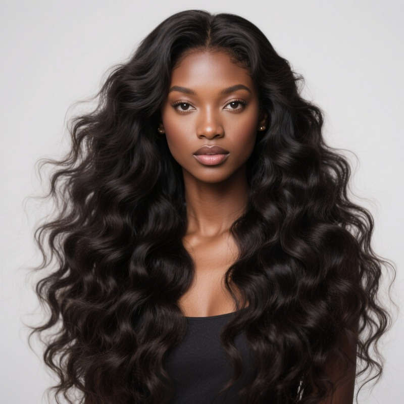 1Pc Black 71.12cm Fashion Design Wig