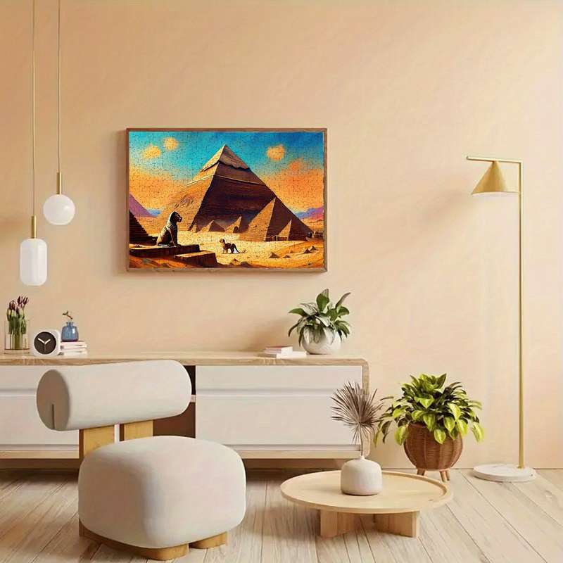 1000pcs Jigsaw Puzzle for Adults: Mysterious Egyptian Pyramids Sphinx Oil Painting