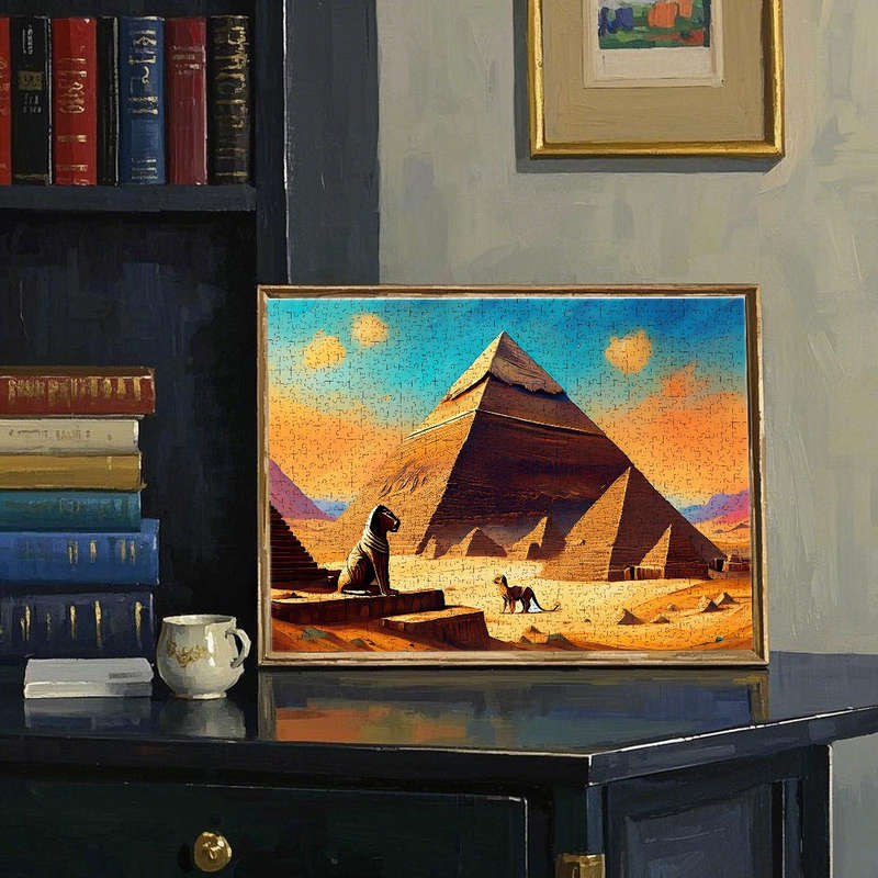 1000pcs Jigsaw Puzzle for Adults: Mysterious Egyptian Pyramids Sphinx Oil Painting