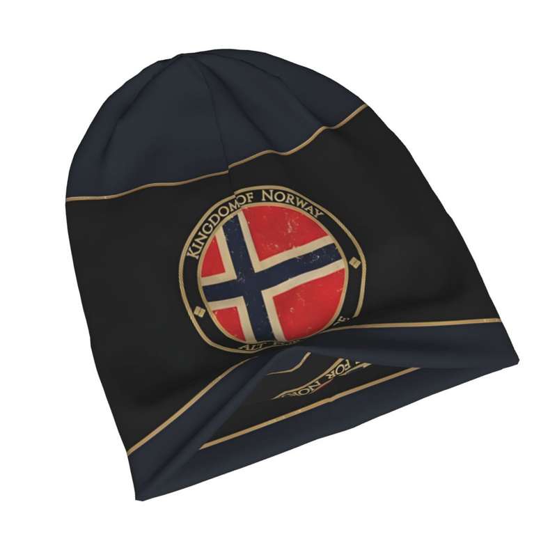 1pc BIIHUDU Funky Style Unisex Soft Knit Polyester Beanie with Elastane Norway Coat of Arms D