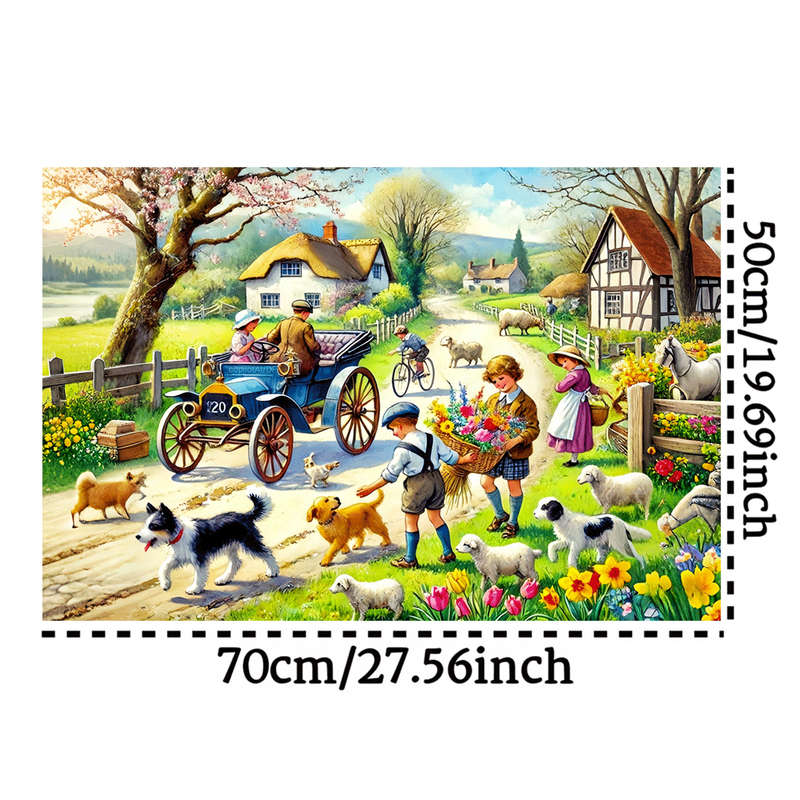 1000pcs Vintage Carriage and Countryside Road Jigsaw Puzzle Large Paper Puzzle for
