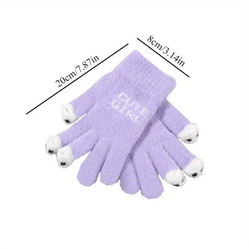 1 Pair Pink Warm Gloves