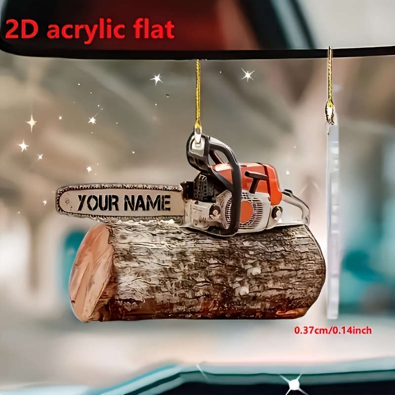 1pc 2D Flat  Car ornaments Bold Design Acrylic Chainsaw Ornament- Car Rearview Mirror Hanging
