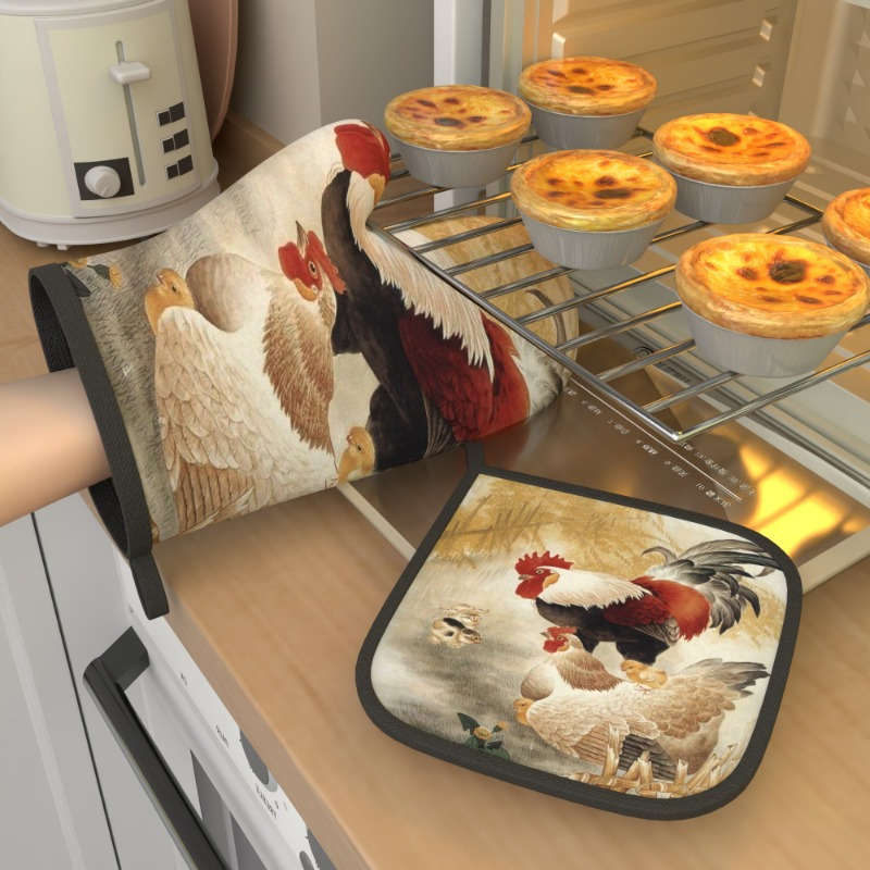 2pcs 26.92x17.02 cm Heat Resistant Oven Mitts And Potholders