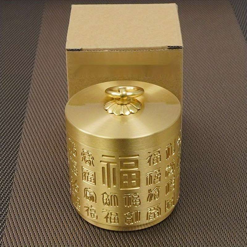 1pc Brass Ashtray with Lid Pure Copper Creative Design to Prevent Ash Flying And Smoke Odor