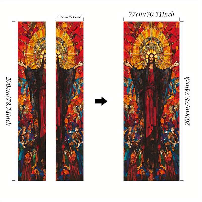1pc 95.0x209.8cm Jesus Christian Themed Stickers