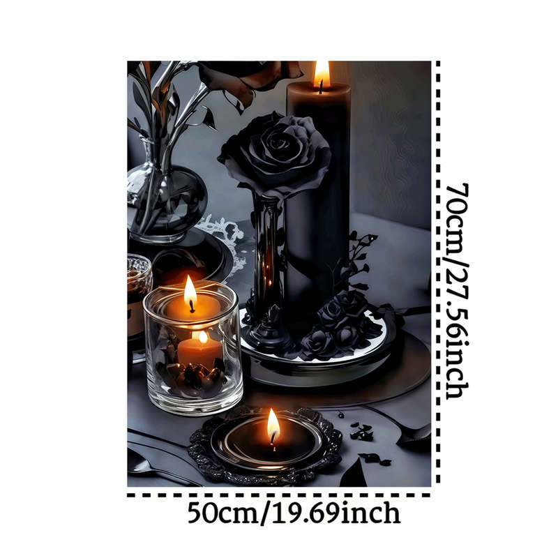 1000pcs Black Rose Candle Holder Jigsaw Puzzle Large Paper Puzzle for Adults Inter